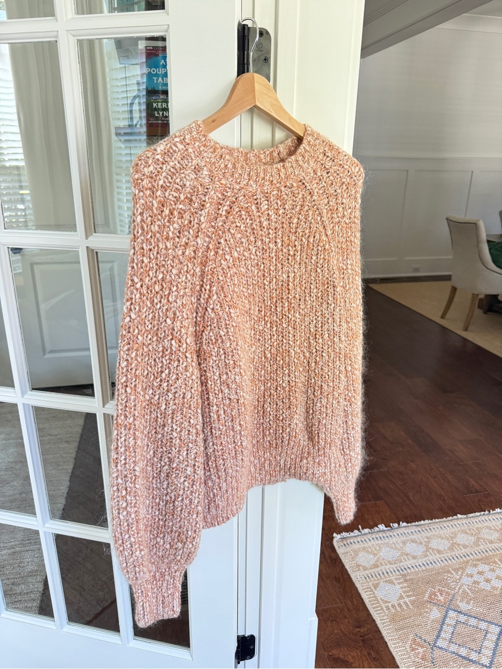 La Maille Sézane Blush Peach Marled Chunky Knit Sweater Size L